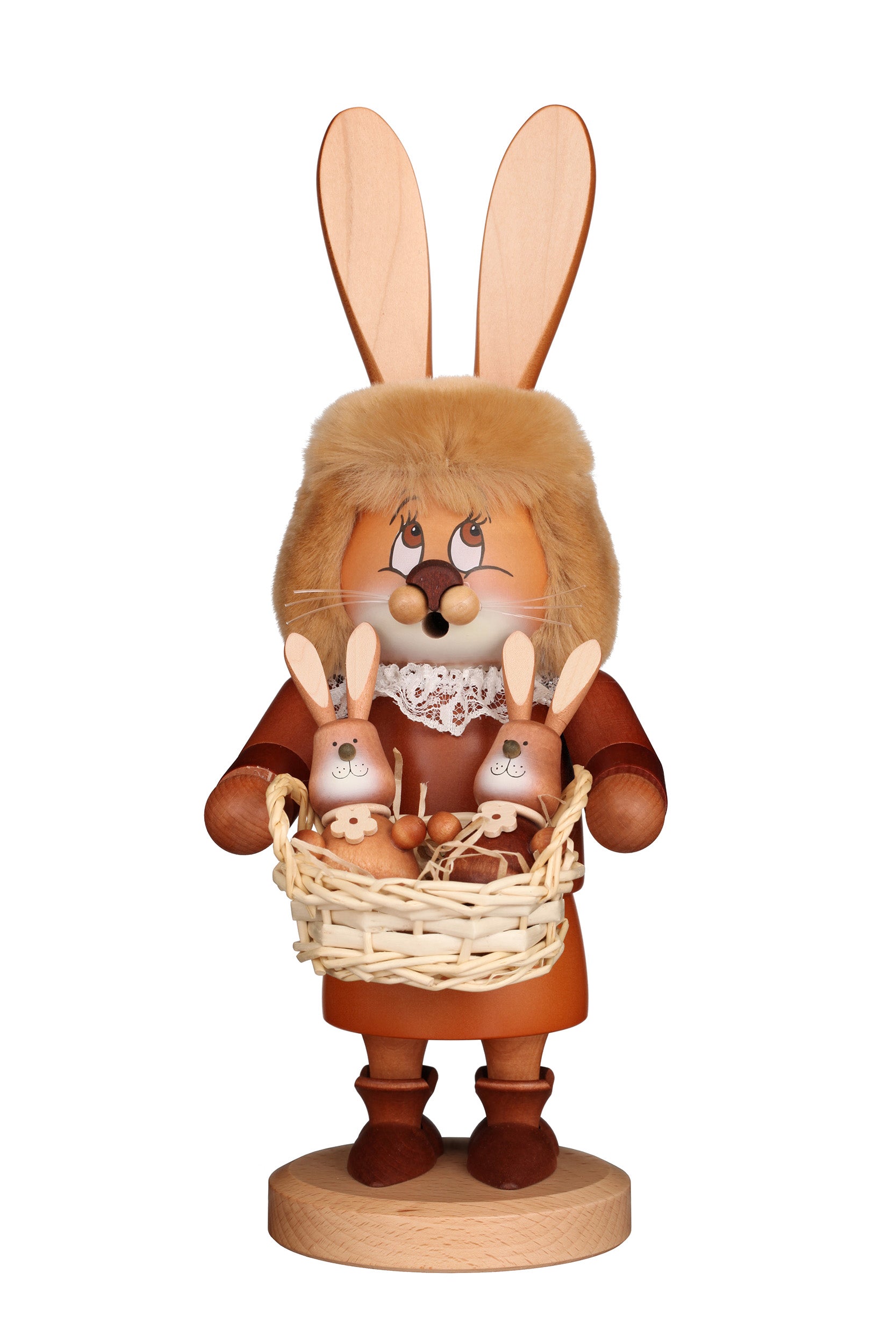 Easter Incense Burner (Premium) - Lady Bunny with Basket of Bunnies