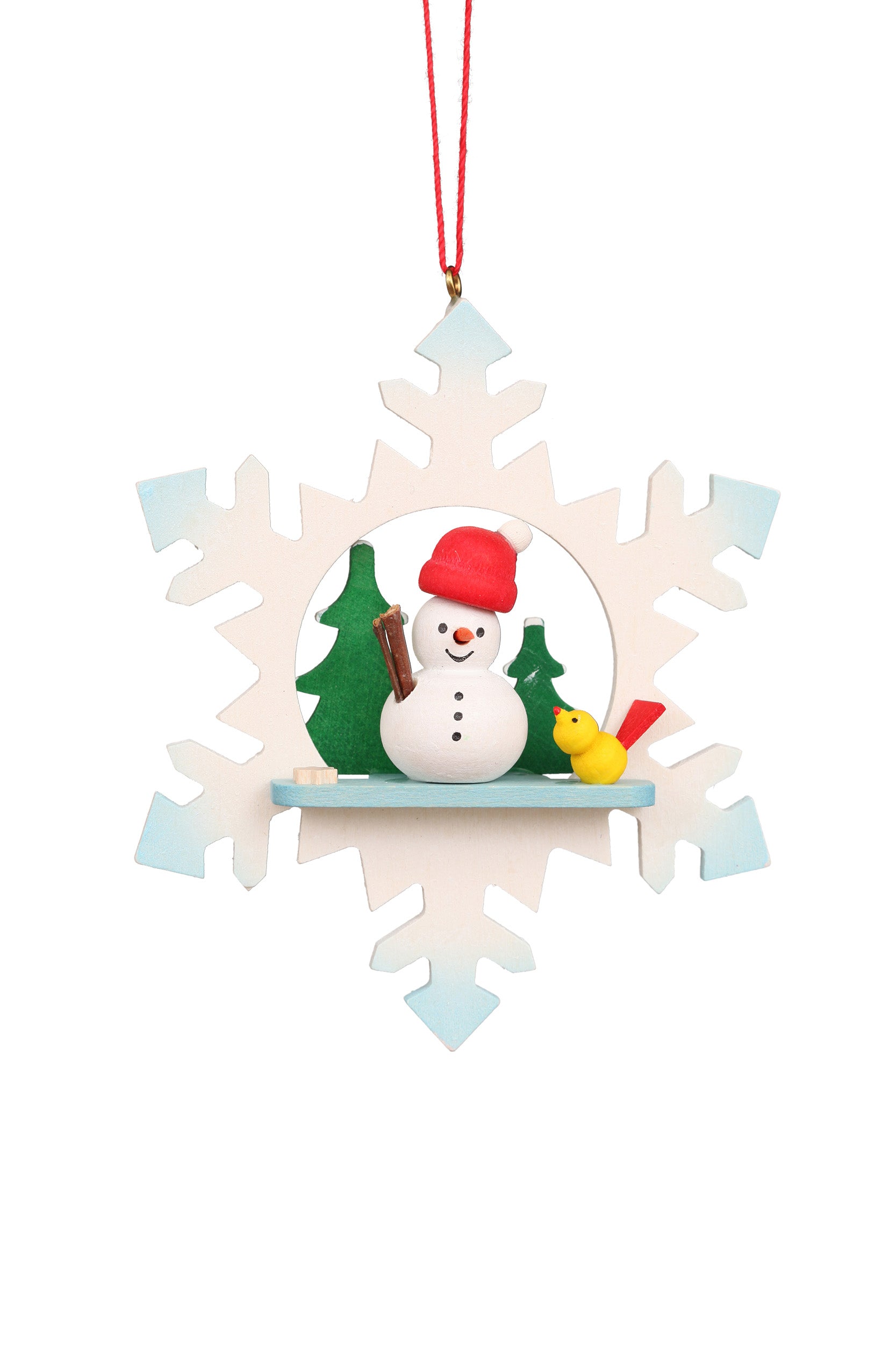 Snowman Floating on a Snowflake - Christmas tree decoration