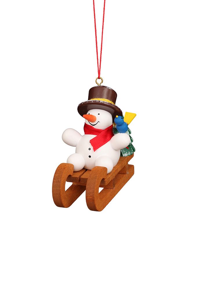 Mini sled - Snowman - Christmas tree decoration