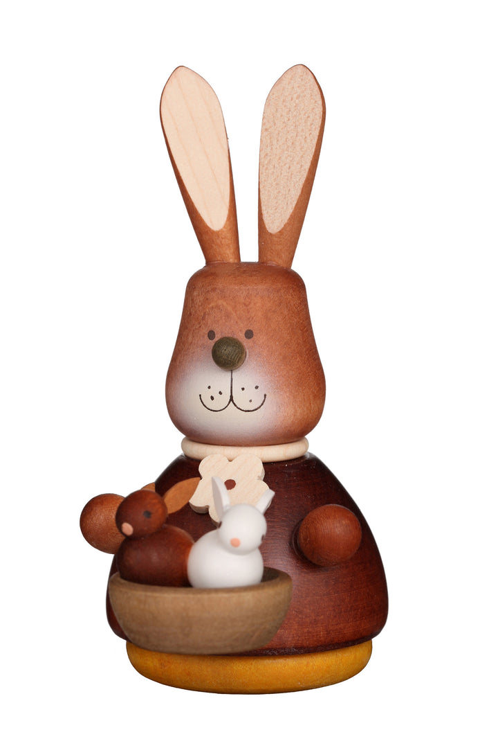 Easter bunny wobble figure - Natural basket of bunnies