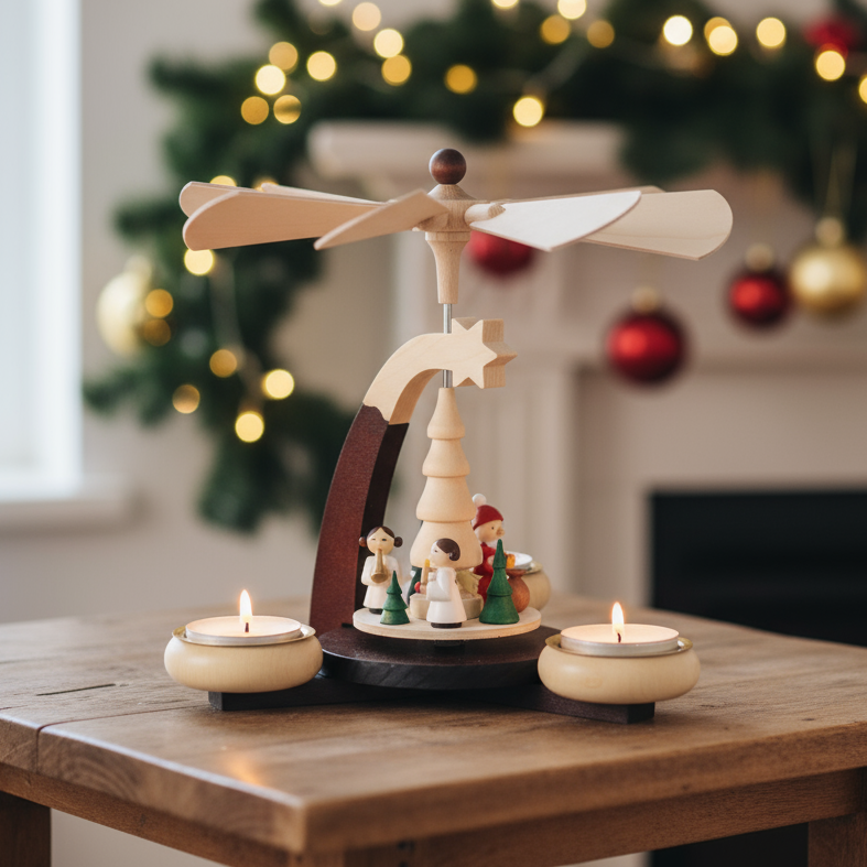 Christmas Pyramid + Free Pack of Candles - Santa and Angels