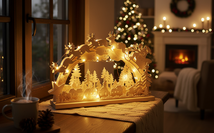 Lighted Arch (Schwibbogen) - Classic - Santa's Sleigh ride