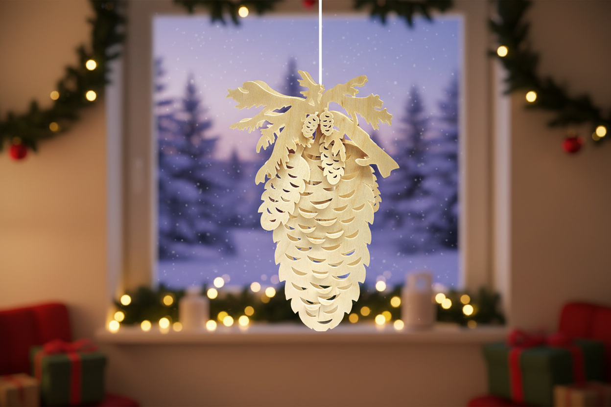 Lighted Arch (Schwibbogen) - Window Light -  Pinecones