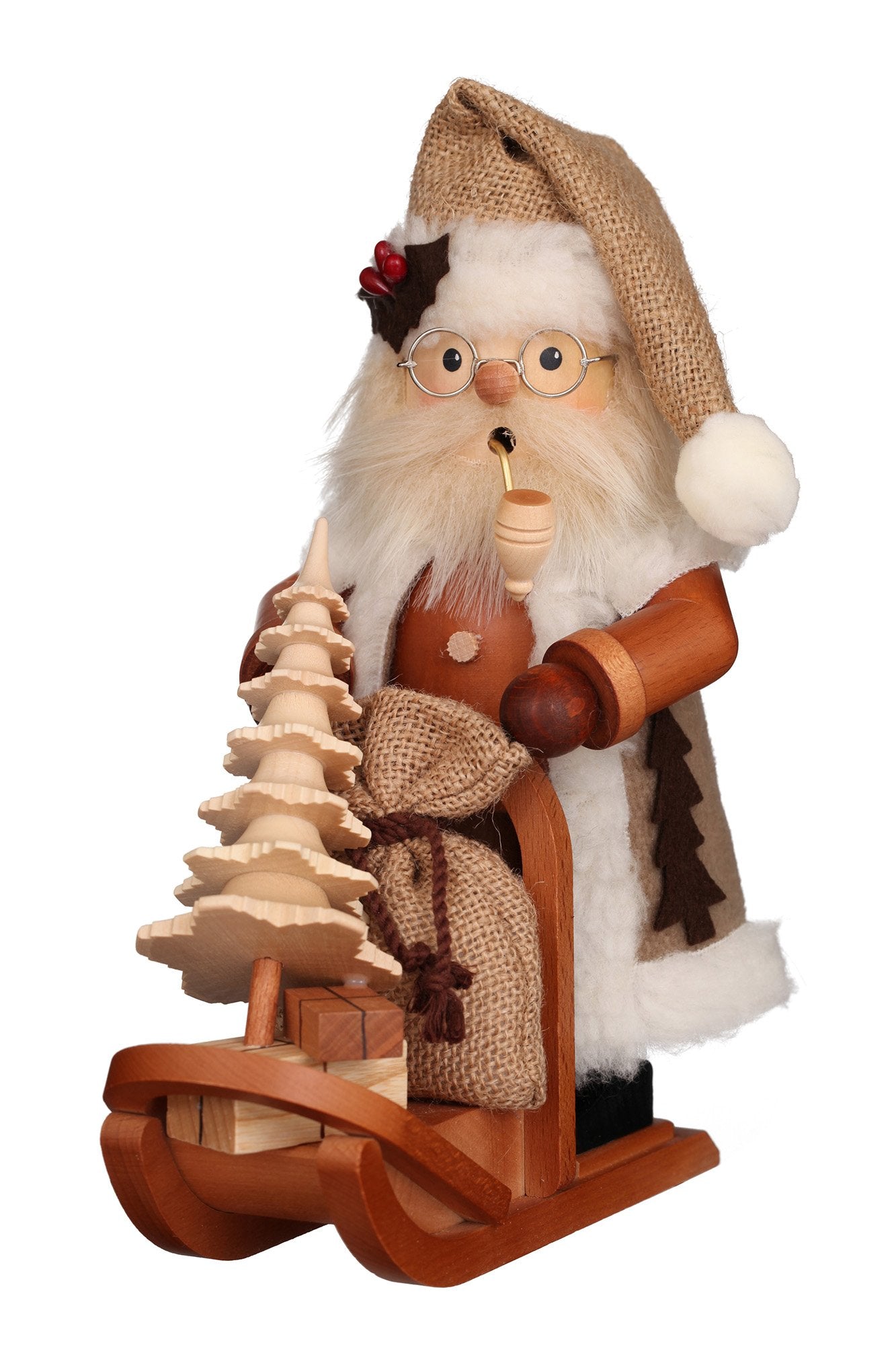 Incense Burner - Collector's Edition - Sledding Santa in Natural Tones