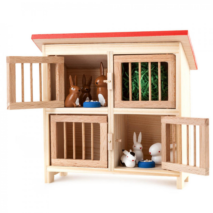 Easter Figurine Set - Rabbit Hutch with Bunnies (Large)