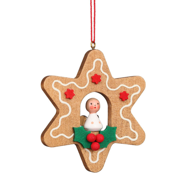 Gingerbread Star with Angel - Christmas Tree Decoration