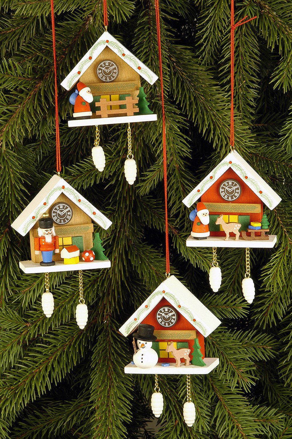 Cuckoo Clock - Snowman under snow-capped Roof - Christmas tree decoration