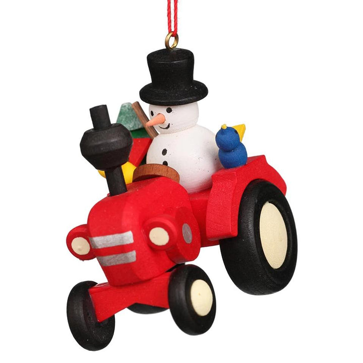 Farmer snowman on tractor - Christmas tree decoration