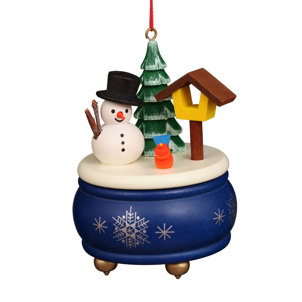 Music Box Blue Snowman Christmas Tree Decoration The German
