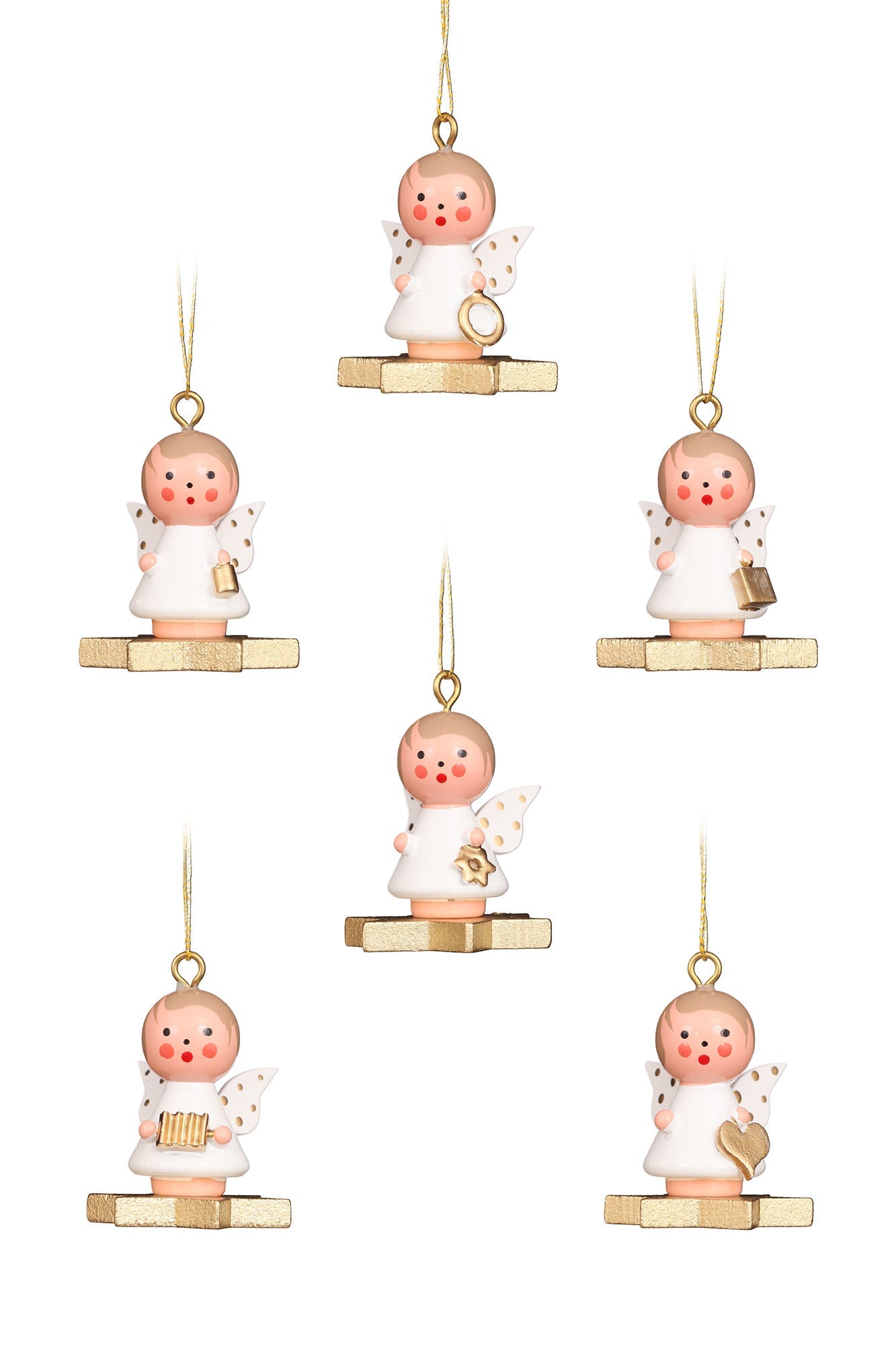 Mini angel - Floating on a Golden star - Christmas tree decoration