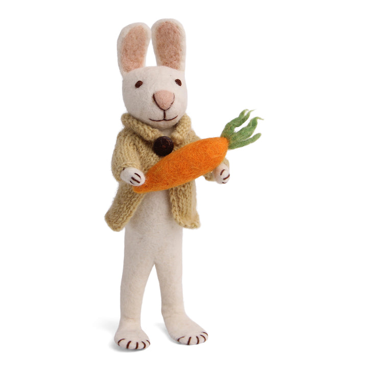 Easter Bunny Figurine - Bunny with Ochre Jacket and Carrot