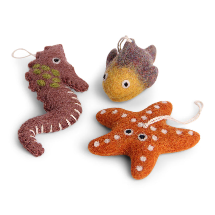 Children's Hanging Decoration Set - Sea Creatures (Set of 3) - Red and Orange