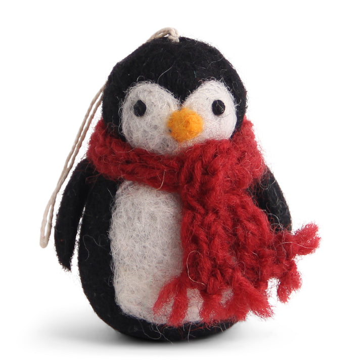 Felt Christmas Tree Decoration - Penguin with Red Scarf