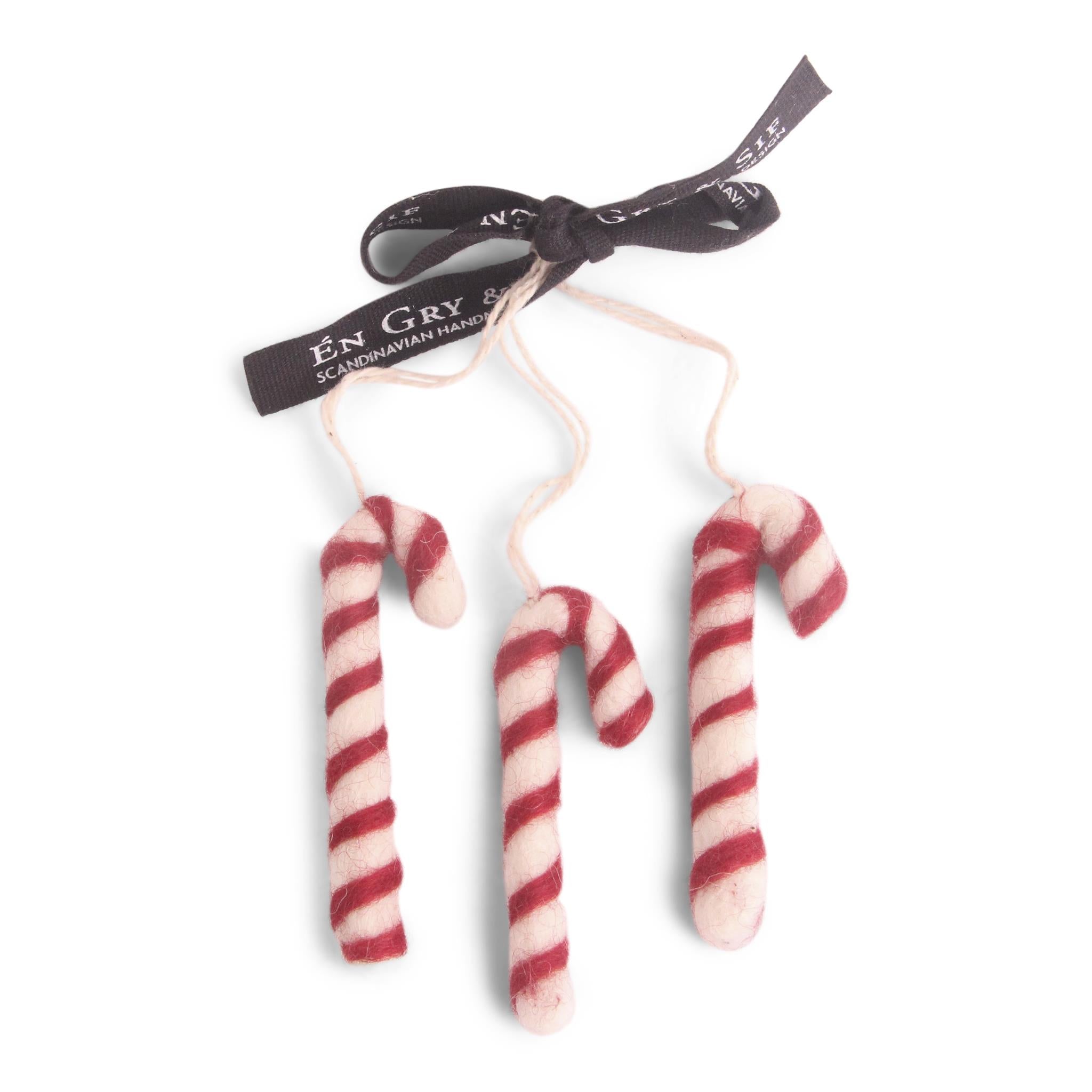 Felt Christmas Tree Decoration - Candy Canes (Set of 3)