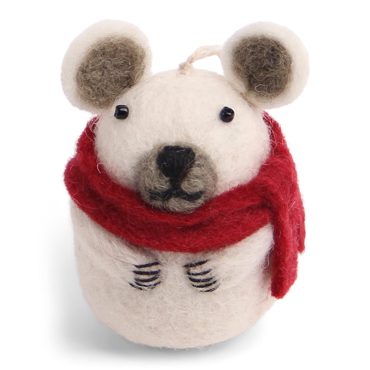 Felt Christmas Tree Decoration - Polar Bear (Mini) with Scarf