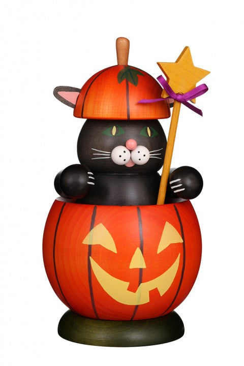 Halloween Incense Burner - Cat in Pumpkin