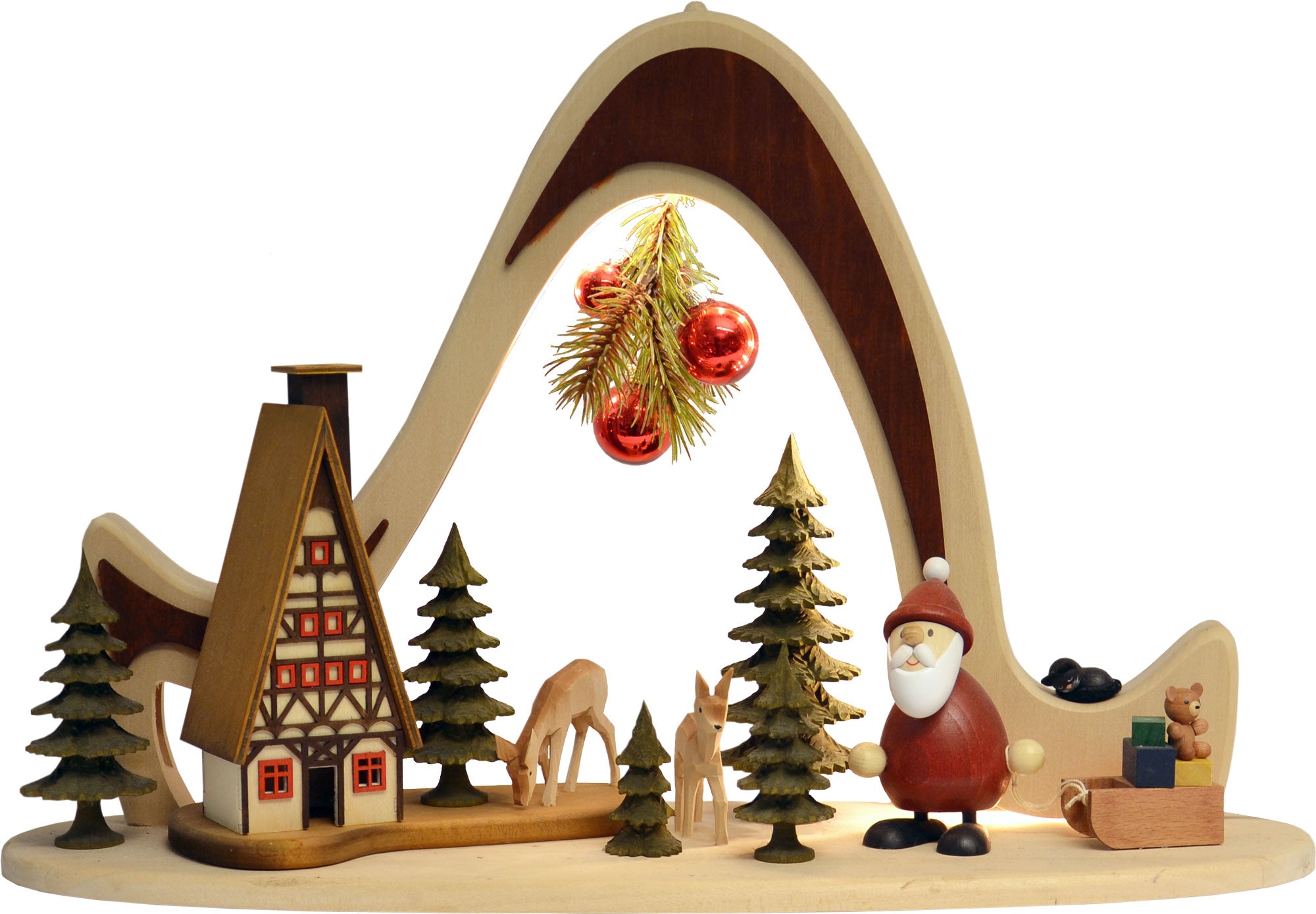 Lighted Arch (Schwibbogen) - Premium - Christmas Forest with Ullrich Santa (Limited Edition)