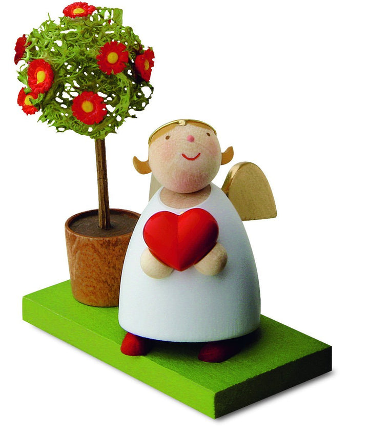 Little Angel Figurine - Guardian Angel with Love Heart and Little Tree