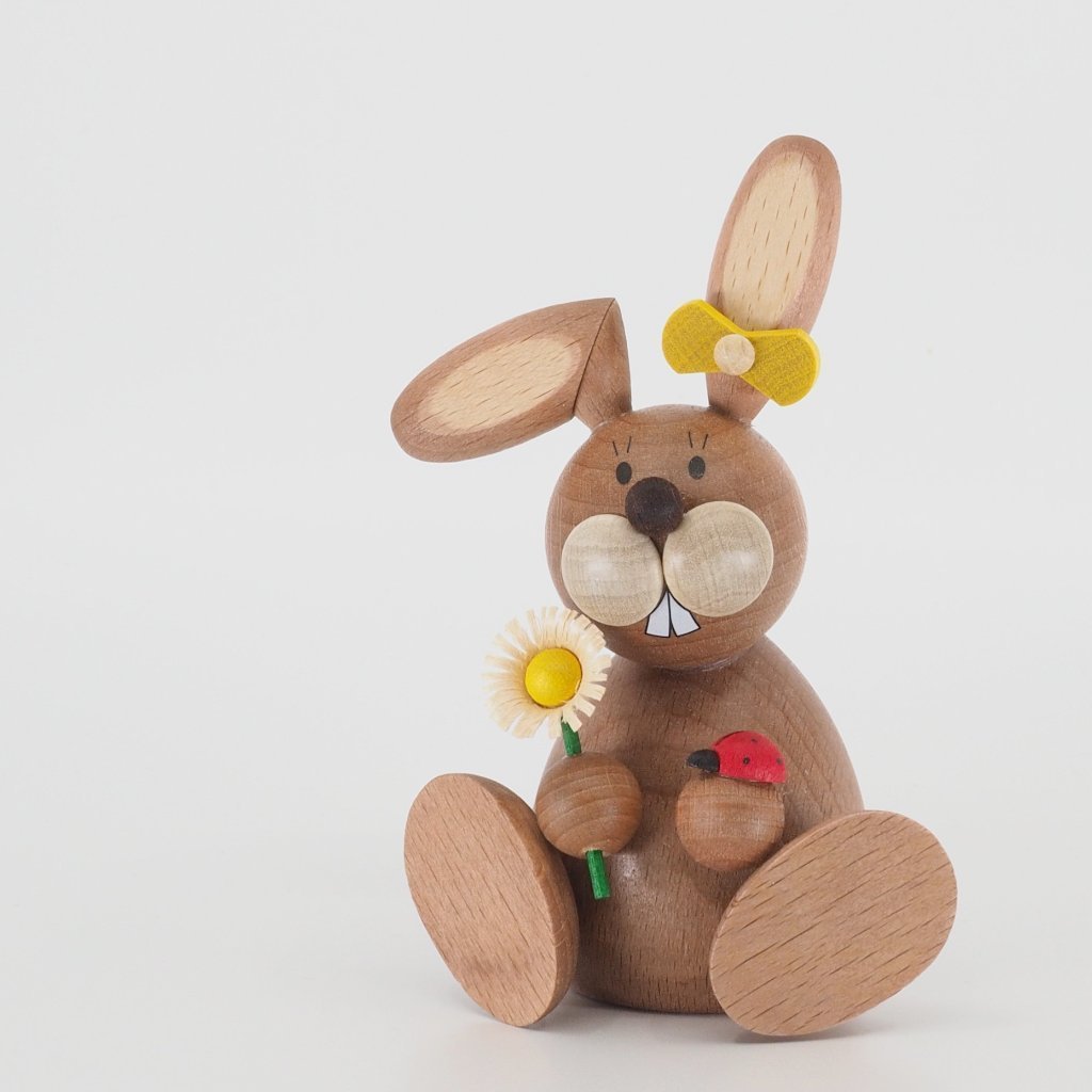 Osterhase Collectible - Bunny Girl with Flower and Lady Beetle
