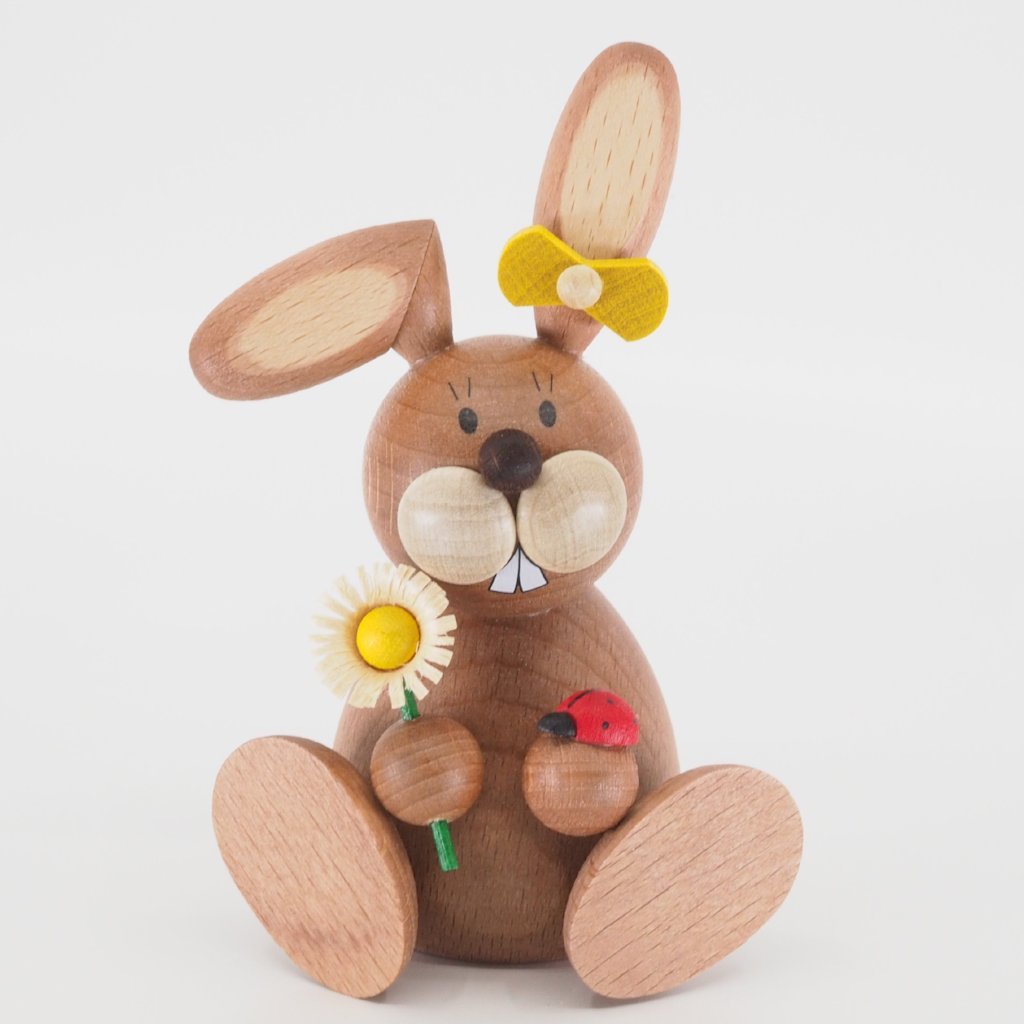 Osterhase Collectible - Bunny Girl with Flower and Lady Beetle