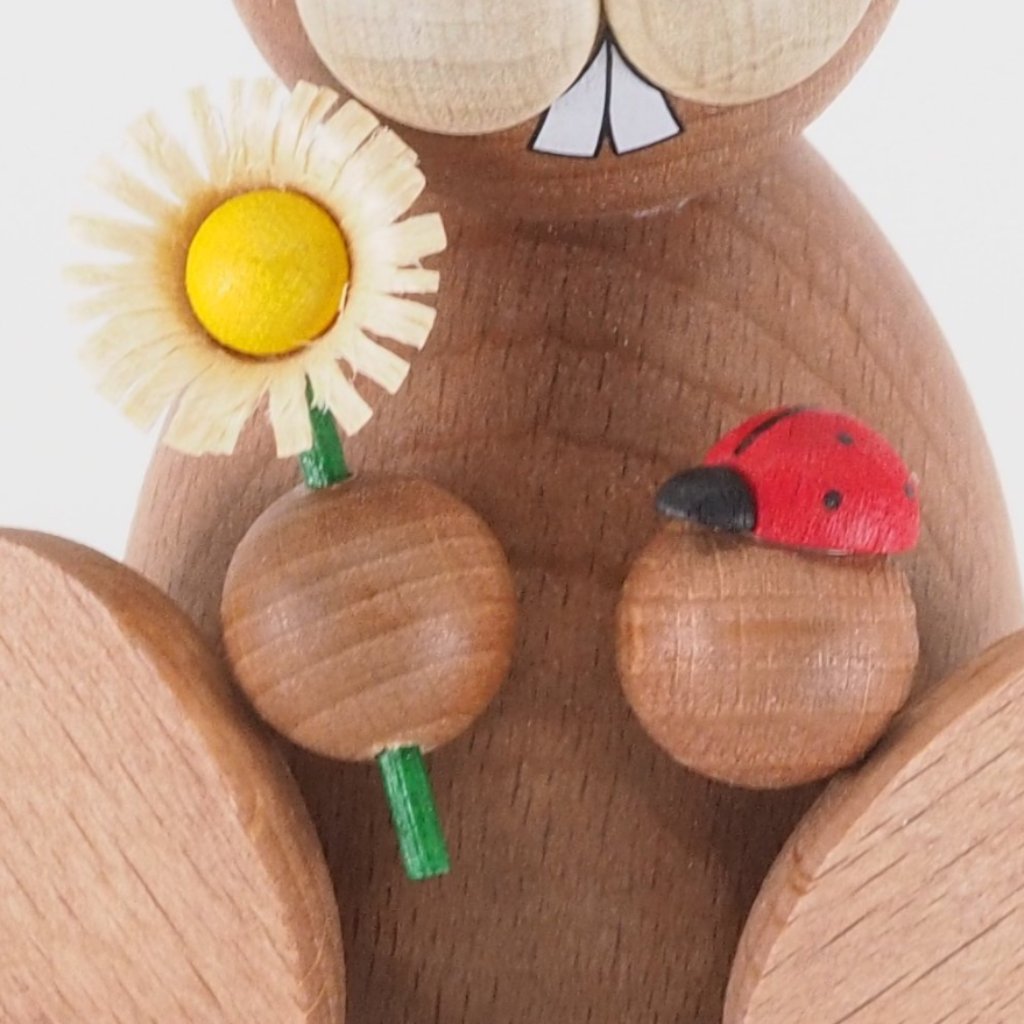 Osterhase Collectible - Bunny Girl with Flower and Lady Beetle