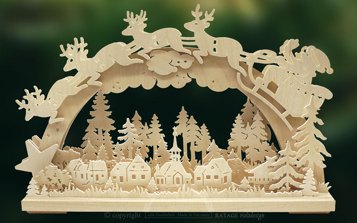 Lighted Arch (Schwibbogen) - Classic - Santa's Sleigh ride