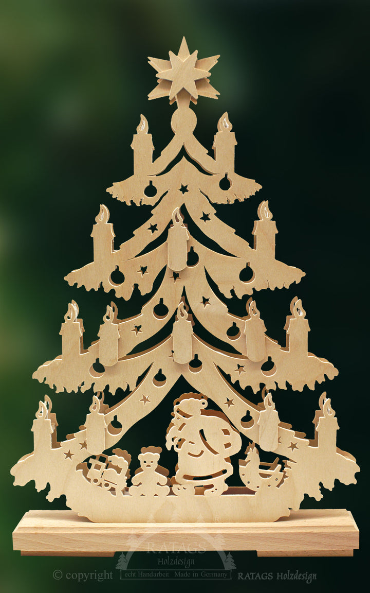 Lighted Arch (Schwibbogen) - Tree - Santa Delivering Presents