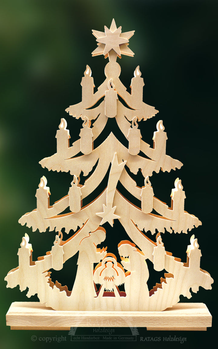 Lighted Arch (Schwibbogen) - Tree - Nativity and Shooting Star