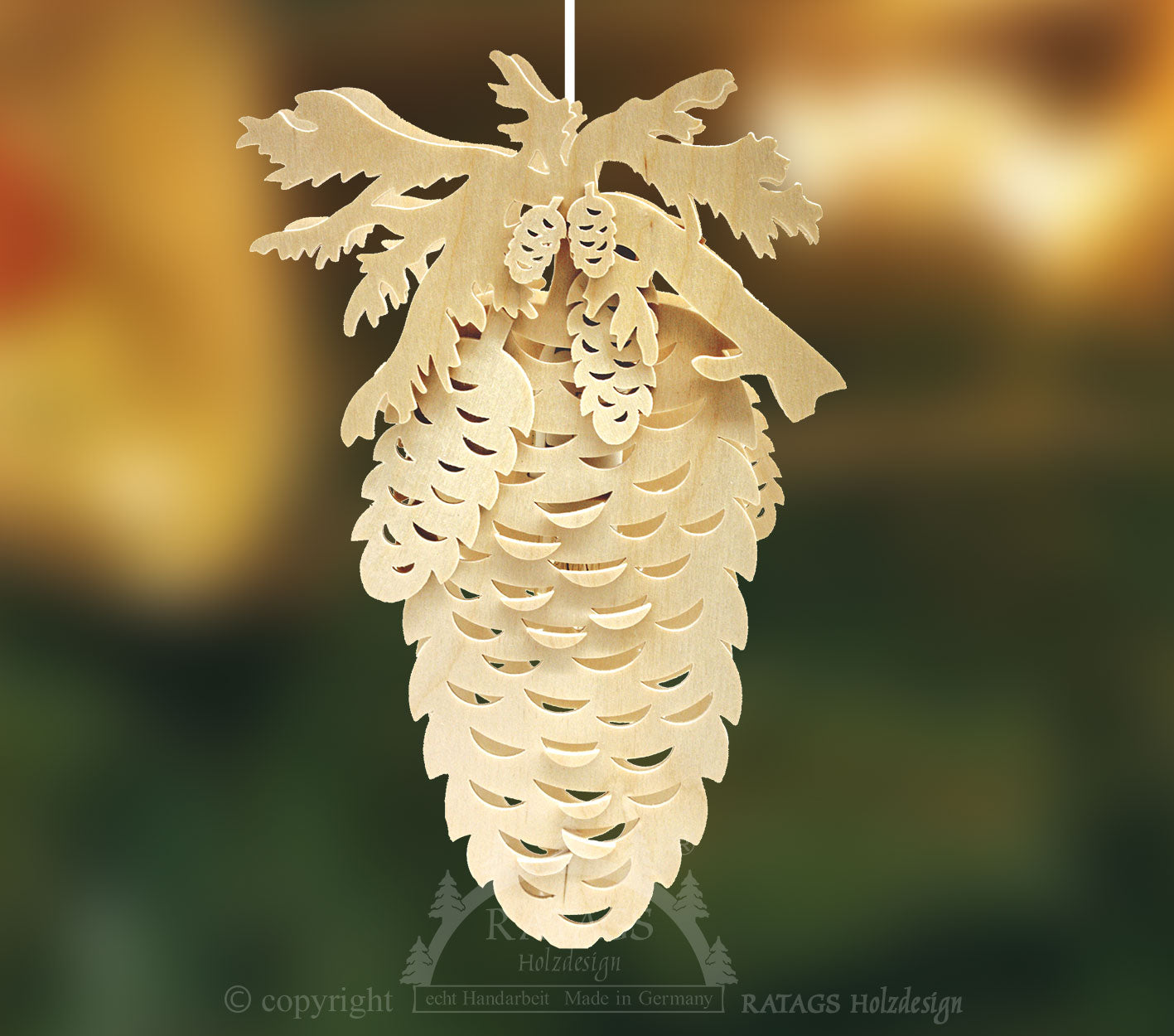 Lighted Arch (Schwibbogen) - Window Light -  Pinecones