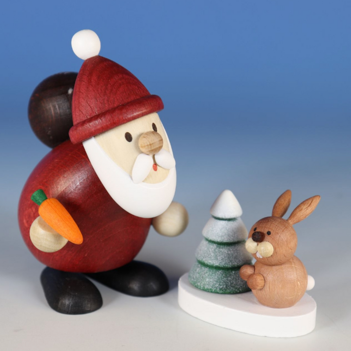 Weihnachtsmann Collectibles - Santa with Rabbit and Snowy Tree